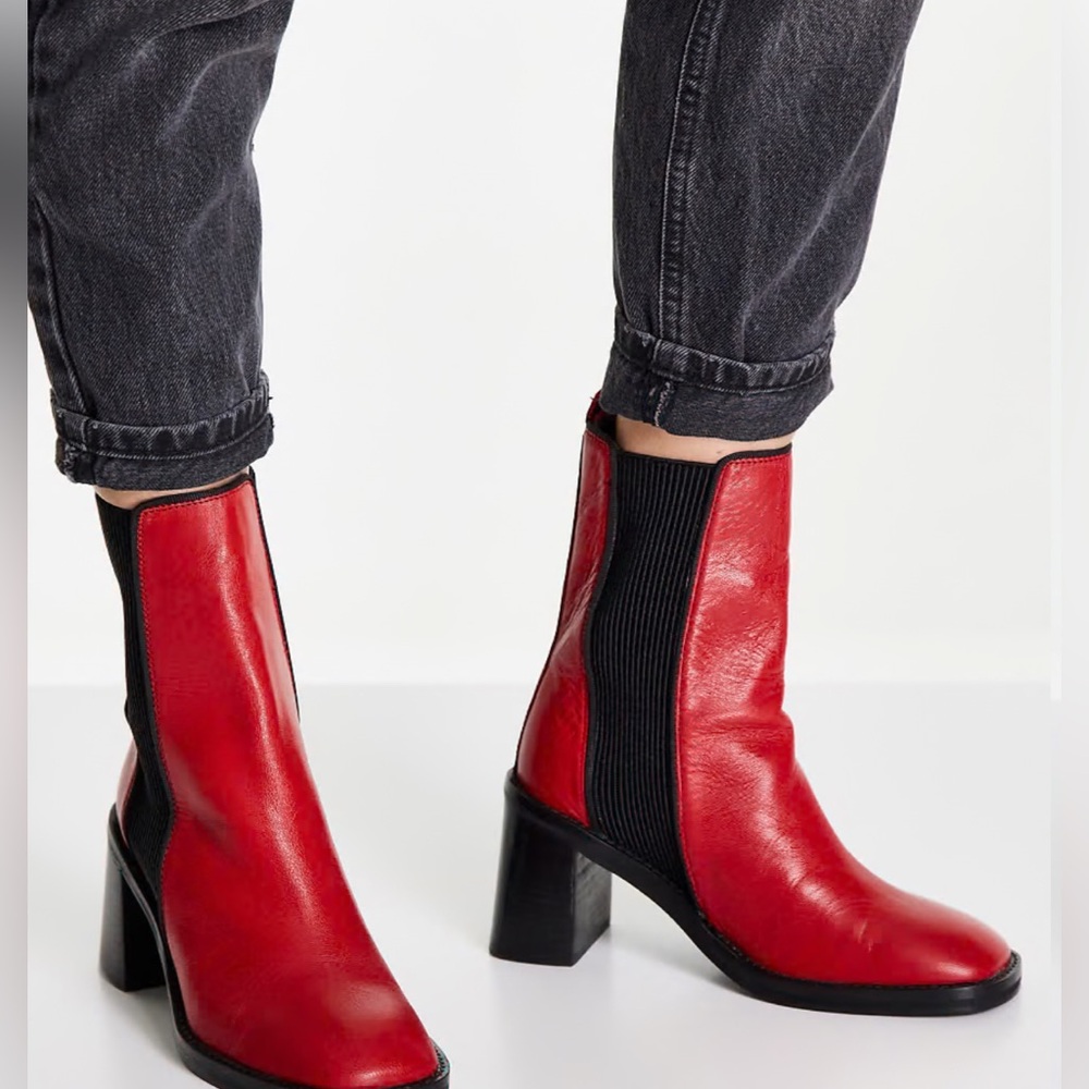 ASOS Red and Black Heeled Boots